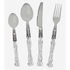 Juego de cubiertos de acero inoxidable con mango de resina blanca decorativa económica, juego de cubiertos de latón con mango hecho a mano - Product Image 1