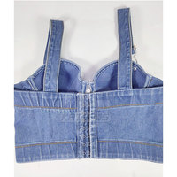 Nouvelle Collection Soutien-gorge en jean tricoté respirant et sexy, motif uni, 100% Coton, à armatures, demi-bonnet, coussinets amovibles pour Femme