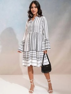 Vestido corto indio hecho a mano de algodón con estampado floral para mujer, vestido de fiesta elegante, regalo de novia personalizado para ella en venta - Product Image 4