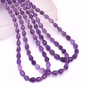 Perles en améthyste naturelle africaine facettées en forme de goutte d'eau, qualité AAA+, 5x8mm-7x10mm, pierres semi-précieuses pour bijoux - Product Image 2