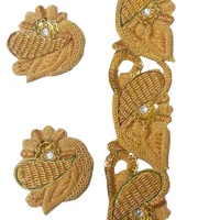 Dentelle Religieuse Dorée Scintillante à Franges de Bouillon, Strass et Perles pour Robes Catholiques, Décorations d'Église, Style Vintage, 1 Pièce 2.5