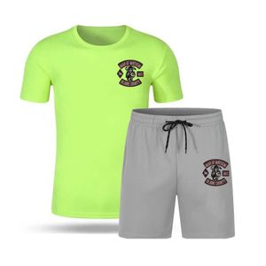 2022 été hommes 2 pièces coton survêtement ensemble Logo personnalisé Jogging Shorts T-Shirts Logo personnalisable été Shorts T-Shirts - Product Image 3