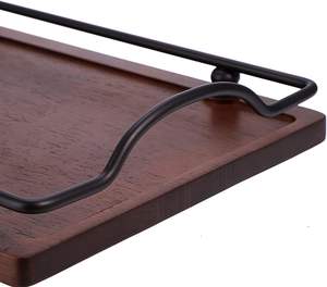 <b>Wooden</b> Tray with Metal Handle, Decorative Wood Serving Tray for <b>Coffee</b> <b>Table</b>, Farmhouse <b>Rustic</b> <b>Table</b> Centerpiece Tray - Product Image 2