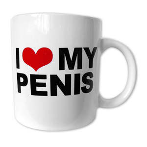 Tasse à sublimation personnalisée « I Love My Penis », 15 oz, en céramique et grès, design moderne de dessin animé, compatible micro-ondes, isolée thermiquement pour les boissons froides - Product Image 1
