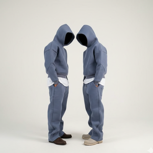 Conjunto Deportivo Unisex de Invierno, Tejido 100% Algodón, Sudadera Holgada con Capucha y Pantalones Deportivos, Tela de Rizo, Liso, Venta al Por Mayor - Product Image 2