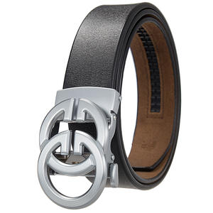 Cinturón Casual de Cuero Genuino de Vaca para Hombre, Hebilla Automática de Aleación, Impermeable, Transpirable, con Diseño de Diamantes de Imitación en 3D - Product Image 1