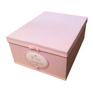 Scatola Armadio in Cotone Vichy Rosa per Conservazione Vestiti - Product Image 1