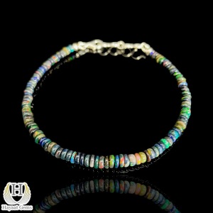 Pulsera con cuentas de perlas de imitación de ópalo liso negro Natural etíope, Ópalo de fuego gris de moda, regalo de fiesta certificado para terceros - Product Image 4