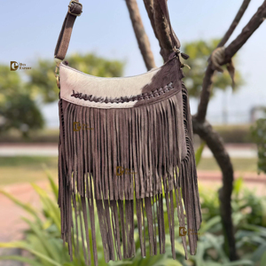 Nuevo bolso de mano con flecos de piel de vaca para mujer, bolso de gamuza multiusos con inspiración occidental - Product Image 1