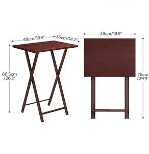 Juego de 2 mesas plegables con marco de metal estable acabado rústico marrón y negro Fácil montaje ahorro de espacio para espacios pequeños - Product Image 3