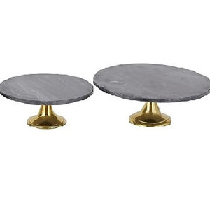 Conjunto de dos soportes de Metal para pastel, soporte de Metal redondeado para servir pasteles, acabado antiguo, gran oferta - Product Image 1