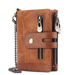 Cartera de Hombre de Lujo, Estilo Casual Vintage, Cuero Genuino, Cierre Doble, 2026 - Product Image 1