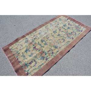 พรมขนสัตว์สีเบจสีน้ำตาลคลาสสิกขนาด3.4x6.7ฟุตวินเทจสไตล์ตุรกีงานเย็บปะทำจากน้ำยางสำหรับวัยรุ่นห้องนั่งเล่นห้องนอนโถงทางเดิน4เมตรสี่เหลี่ยมผืนผ้า - Product Image 4