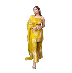 Diseñador de alta calidad XL Fiesta de bodas Salwar Kameez Set Hilo etéreo Trabajo Cintura natural Hasta la rodilla Bodas Étnicas - Product Image 1
