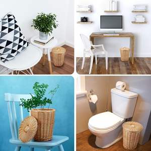 Premium Quality Rattan Dustbin WITH TOP COVER Versatile Use for Bedrooms <b>Offices</b> and Bathrooms Sturdy and Stylish Eco-friendly - Product Image 6