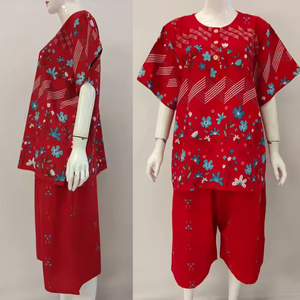 Venta al por mayor de ropa de dormir de estilo modesto verano Pantalones cortos de manga corta conjunto de ropa de dos piezas para las madres lactantes elemento de moda simple - Product Image 6