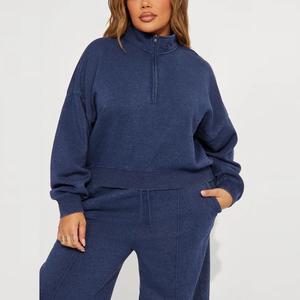 Nouveauté Ensemble de survêtement pour femmes de couleur marine à blocs de couleurs Respirant Vêtements de sport de fitness Tenue de sport décontractée Ensemble de survêtement de yoga - Product Image 2