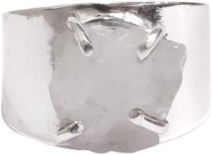 Anillo de Plata de Ley 925 Hecho a Mano con Piedra Lunar Arcoíris Natural, Anillo de Banda Ancha con Piedra de Nacimiento de Junio para Mujer - Product Image 3