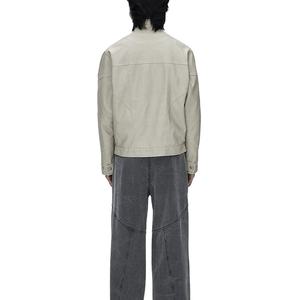 Chaqueta Bomber de Cuero Genuino para Hombre, Diseño Personalizado al por Mayor, Cuello Alto, Logotipo Repujado Vintage, Cierre de Cremallera - Product Image 2