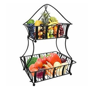 Corbeille à fruits en fil métallique à 3 niveaux Design décoratif Support pour corbeille à pain et légumes Support pour fruits Organisateur de rangement pour bols à fruits - Product Image 4