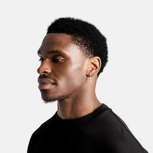 Luxury <b>Silver</b> Cross Dangle <b>Earrings</b> <b>for</b> <b>Men</b> and Women Iced Out Round Cut Diamond Style Hip Hop Fashion Jewelry - Product Image 1