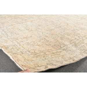 Alfombra turca de lana hecha a mano Beige Vintage, 5,5x8,9 pies, área grande clásica, retales abstractos, patrones de pasillo rectangulares, látex - Product Image 5