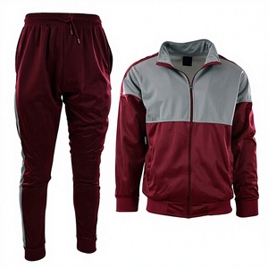 Ensemble de survêtement unisexe personnalisé 100 % polyester respirant à séchage rapide avec patchwork et fermeture éclair, veste et pantalon de jogging pour la gym - Product Image 1