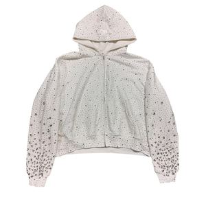 Moda básica algodón mezclado polar Rhinestone invierno Sudadera con capucha Hombres Nuevo diseño calidad Premium Streetwear ajustable reflectante - Product Image 2