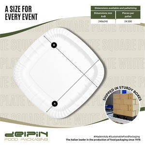 Assiette en carton blanche carrée jetable écologique personnalisable fabriquée en Italie taille différente prête à expédier - Product Image 4