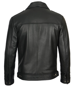 Venta al por mayor de alta calidad negro genuino chaqueta de cuero de piel de cordero para los hombres de moda de invierno al aire libre chaqueta de cuero de manga larga - Product Image 6
