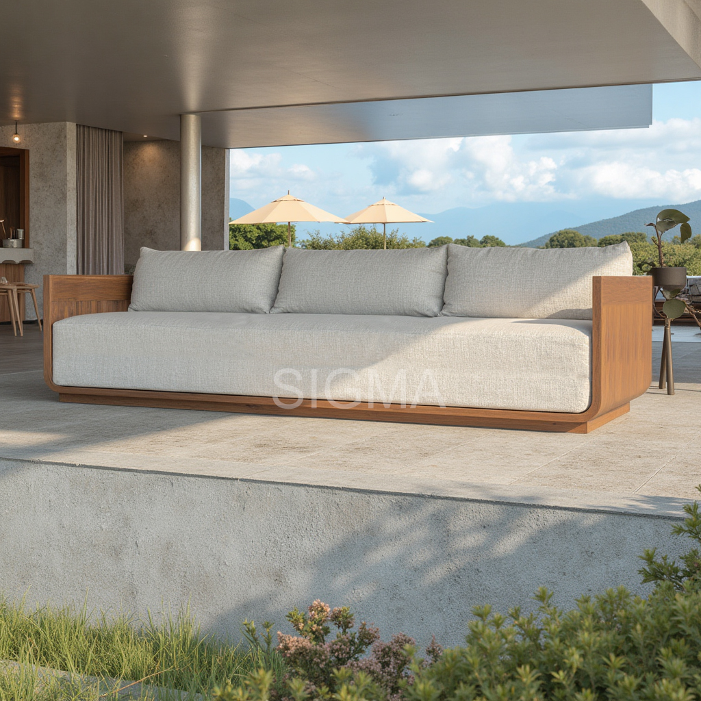 Jinhua Sigma Outdoor Furniture Set Teak Wood Sofa Set Sunbed Patio Wooden Tables Dining Chairs Outdoor Dining Set Lounge Chair