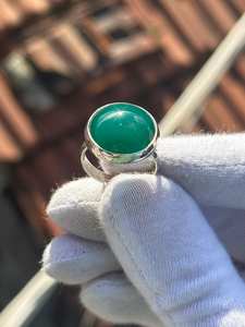 Anillo de Plata de Ley 925 sólido grande de 18MM redondo verde crudo Esmeralda ajuste de punta certificado IGCI para bodas - Product Image 2