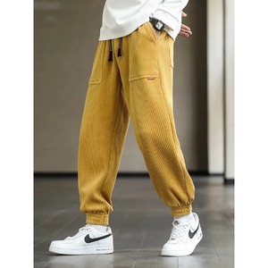 Pantalones de chándal de cintura alta de lona elásticos y cómodos para hombre, pantalones de uso diario con cintura elástica y bolsillos con cremallera, talla XL - Product Image 2