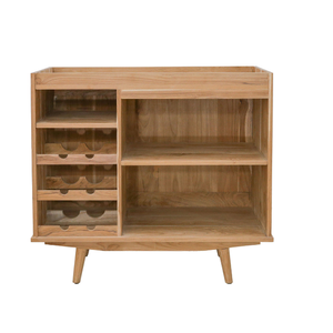 <b>Storage</b> Furniture Sophisticated Modern Style Bar <b>Cabinet</b> in Solid Teakwood Foldable for Dining Room Decoration - Product Image 5