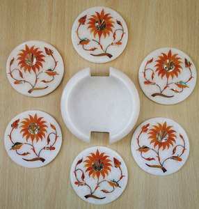 Posavasos de piedra de mármol natural hechos a mano para el hogar Oficina Hotel Mesa de té Uso Precio al por mayor - Product Image 1