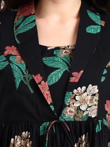 High Quality Floral Print 100% Cotton Midi Dresses <b>Set</b> <b>Square</b> Neck Quick Dry & Eco-Friendly Casual Summer Beach Wear ODM - Product Image 3