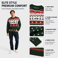 Ensemble pull et chaussettes de Noël pour homme FNJIA, noir et rouge, tricot jacquard, pull pour femme, renne, flocon de neige, vente en gros OEM pour les fêtes