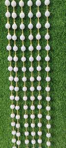 พวงมาลัยลูกบอลกำมะหยี่ตกแต่ง5ft (สีขาว) พร้อมพู่สำหรับตกแต่งฉากหลังของตกแต่งงานปาร์ตี้ที่แขวนภาษาอังกฤษคริสเตียน WE - Product Image 4