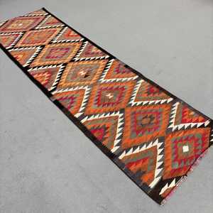 Tapis turc, tapis vintage 3x9,6 pieds, tapis en laine kilim orange - Product Image 2