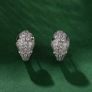 Jeulia Sterling Silver Snake Shape <b>Stud</b> <b>Earrings</b> with Zircon and Diamond for Wedding and Party - Product Image 4