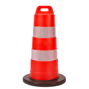 1100mm Traffic Safety Crash Barrel PE Barrières routières en plastique réfléchissant avec base en caoutchouc - Product Image 1