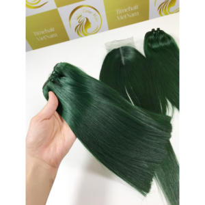 ผมต่อแท้เวียดนามสีเขียวคุณภาพสูง เรมี่ เกรดพรีเมียม แบบเย็บสองชั้น ความยาว 10 นิ้ว ขายดีมาก - Product Image 4