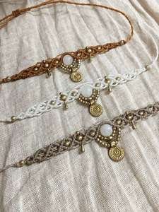 สร้อยคอเงินวินเทจแบบปรับได้ ดีไซน์มาคราเม่ ประดับด้วยพลอยทรงหยดน้ำ เหมาะสำหรับเป็นของขวัญงานแต่งงานสำหรับวัยรุ่น - Product Image 2