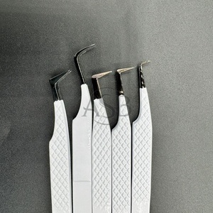 Noir blanc japonais durable en acier inoxydable diamant poignée Logo personnalisé pince à cils pince à épiler professionnelle Extension de cils - Product Image 1