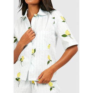 ชุดนอนผู้หญิงแบบ 2 ชิ้น แขนสั้น ติดกระดุม ผ้าระบายอากาศ ชุดนอนและชุดลำลอง OEM - Product Image 4