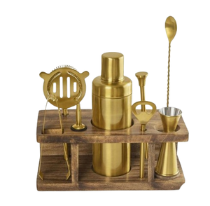 Juego de herramientas de barra con acabado dorado Juego de herramientas de barra todo en uno Kit de barman de acero inoxidable con coctelera y accesorios de barra - Product Image 2
