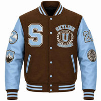 Veste universitaire pour homme de qualité supérieure, personnalisée, avec broderie chenille, manches en cuir et poignets côtelés, design col montant, vente en gros usine