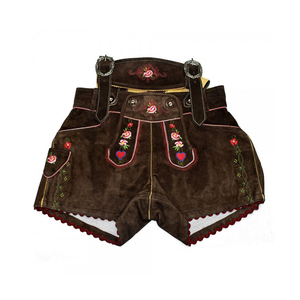 2024 Customizable <b>Women's</b> High Waist ENGLAND STYLE Embroidered Breathable Leather <b>Lederhosen</b> Shorts - Product Image 4