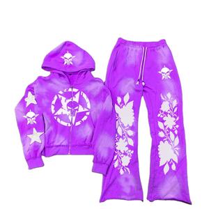 Sudadera con capucha de la mejor calidad, pantalones de chándal con cordón elástico, conjuntos de 2 piezas, el mejor chándal para hombre, ropa de calle impresa con lavado ácido - Product Image 2