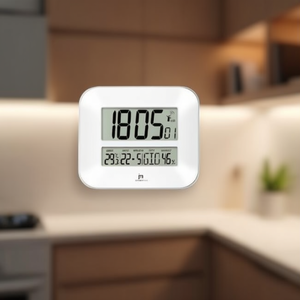 Justaminute Digital Wall <b>Clock</b> 27x24cm Radio Controlled With Date Temperature Humidity <b>White</b> - Product Image 3